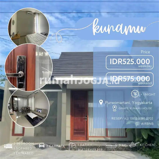 Image Property Kunamu House Villa Homestay GuestHouse 2BR Kalasan Jogja Yogyakarta
