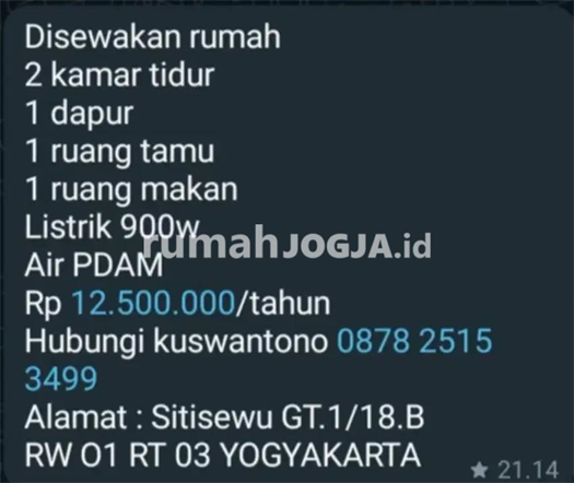 Image Property Dikontrakan Rumah Dekat Pusat Kota, Stasiun, Malioboro
