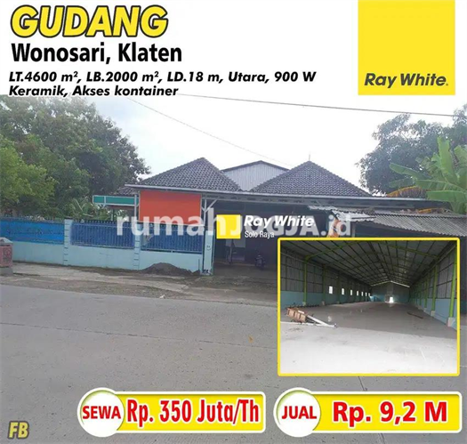 Image Property Dijual Gudang Wonosari Klaten, siap pakai, akses kontainer
